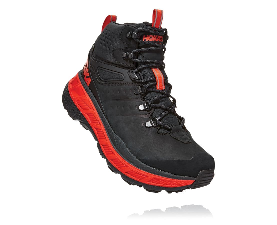 Hoka One One Stinson Mid Gore-Tex Philippines - Men's Hiking Boots - Dark Grey / Red | FZ9287601